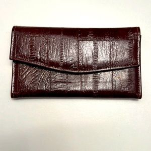 Brand New Brown Wallet Check book Real Eel leather 7”x4”